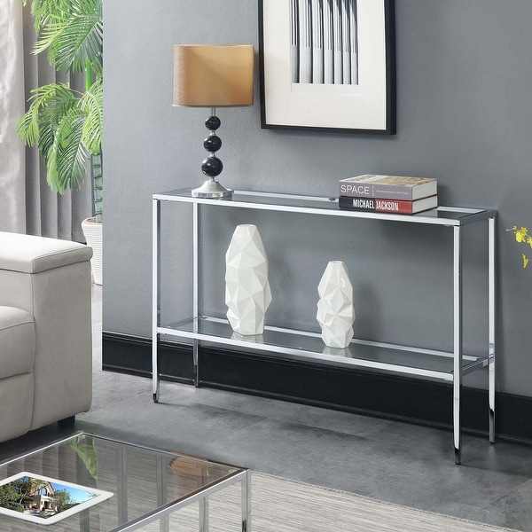 grey and glass console table