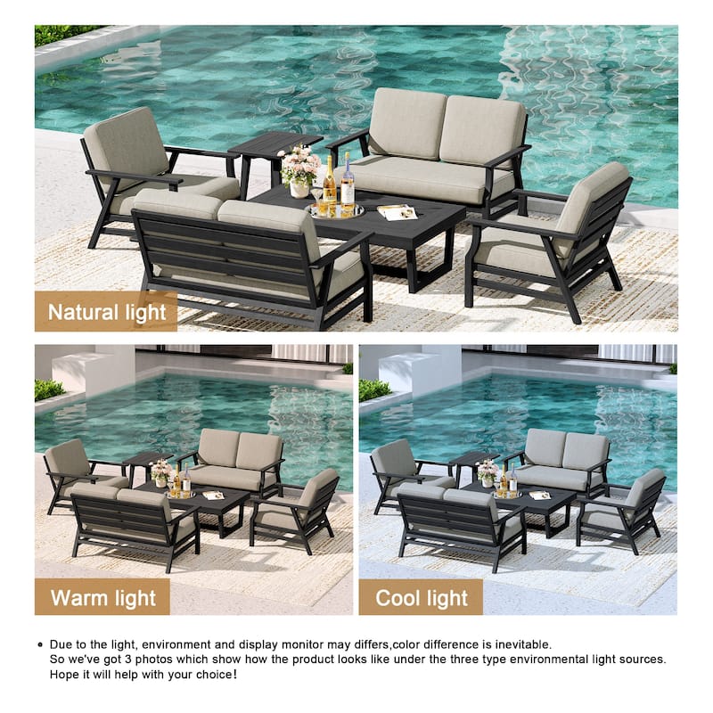 4-Piece Teak Outdoor Conversation Set With 2 Loveseats, Coffee Table & Side Table