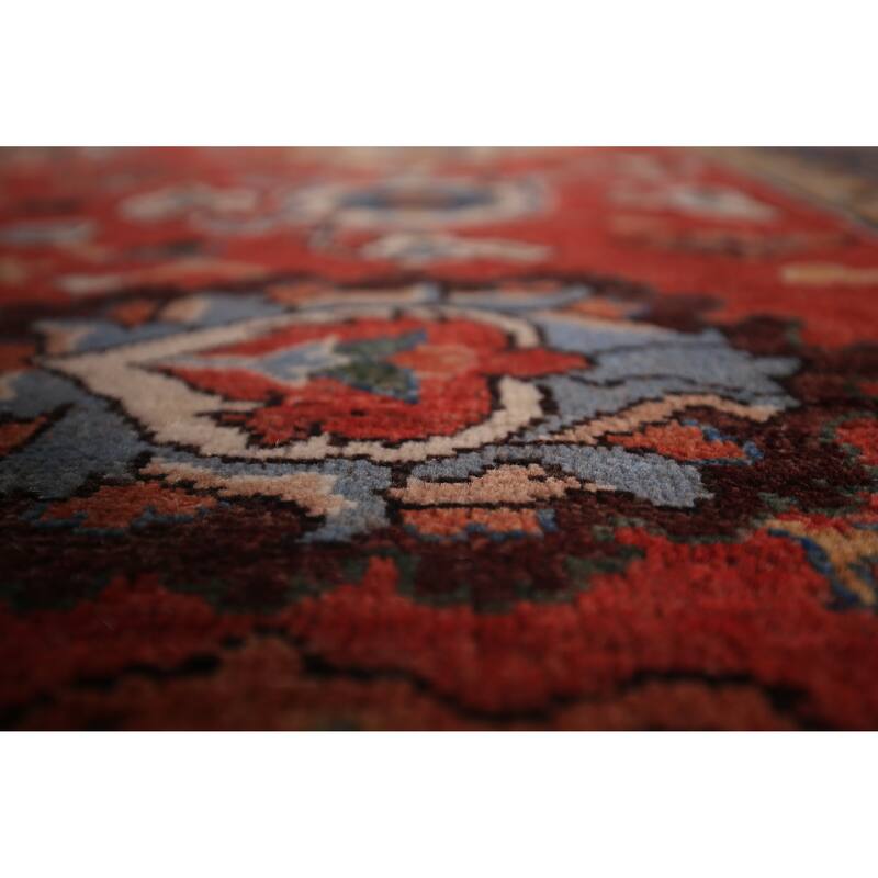 Vegetable Dye Heriz Area Rug Hand-Knotted Traditional Wool Carpet - 5'11" x 9'0"