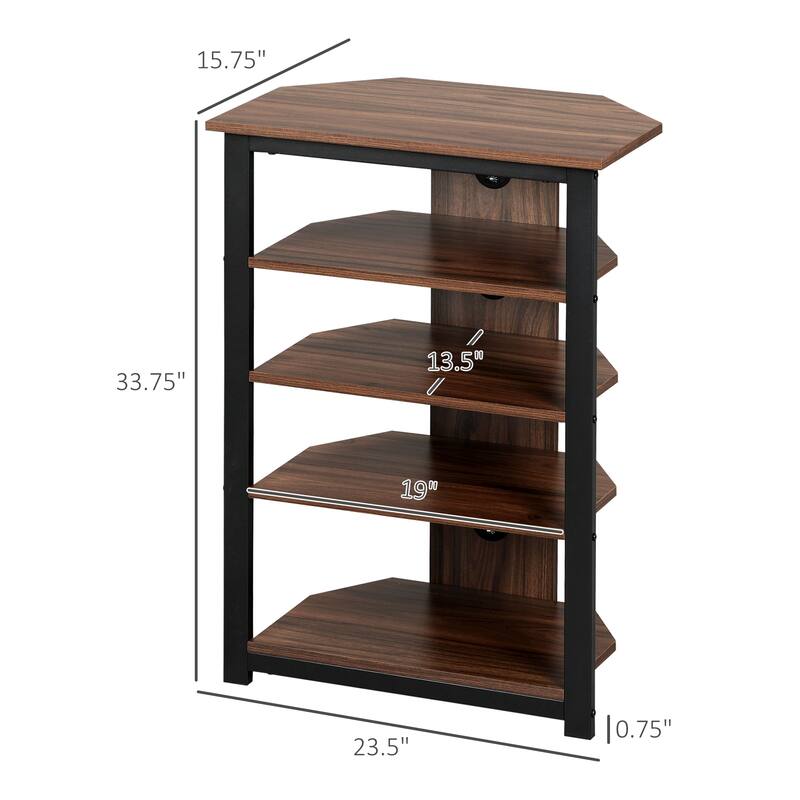23.5" TV Stand with Storage Shelves and Steel Frame for Under 29 Inch TVs