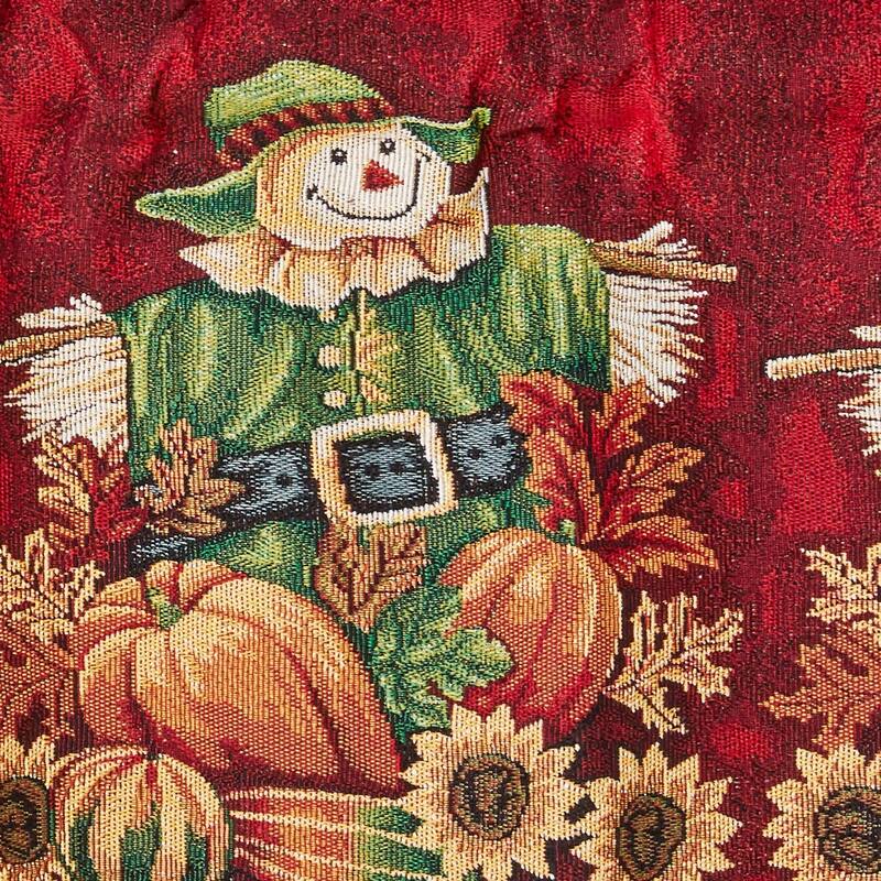 Violet Linen Fall Harvest Thanksgiving Autumn Leaves Pumpkins Tapestry, 60" x 15", Straight, Rod Pocket Curtain Valance