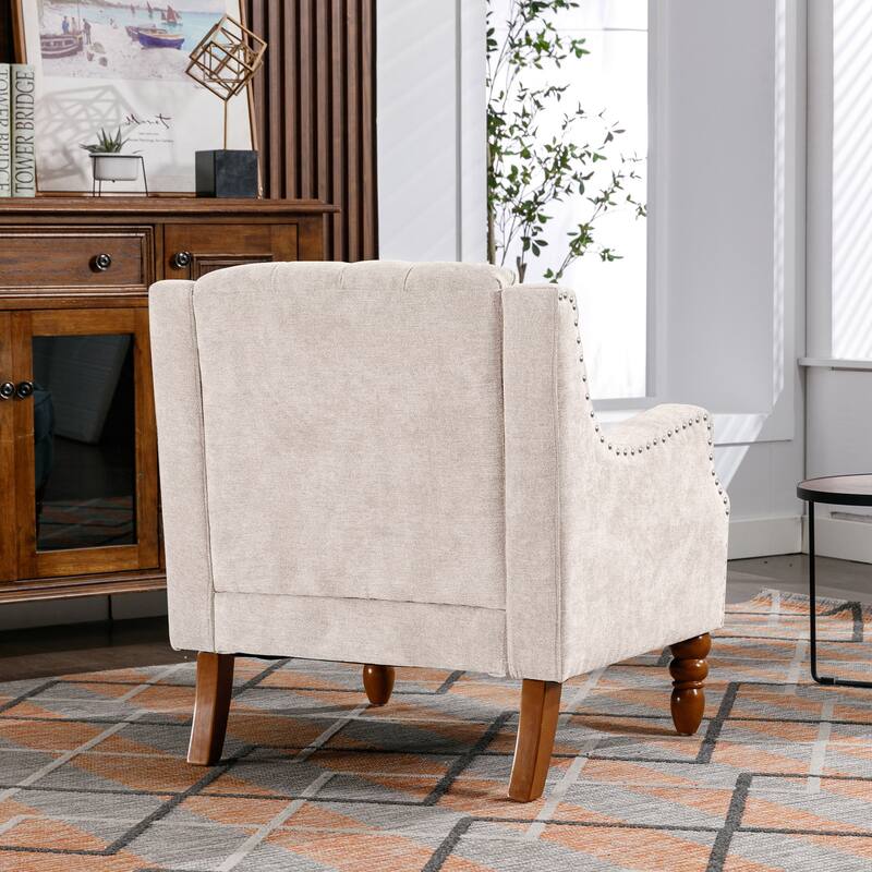 Mid-Century Modern Accent Chair Single Sofa Chair with Solid Wood Legs