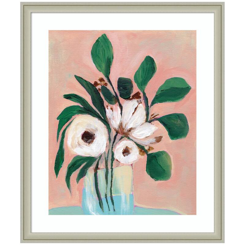 Kate and Laurel Framed Art Blush in Bloom by Nikita Jariwala - 22x26 - Silver
