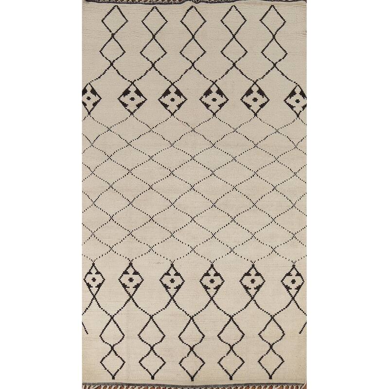 Trellis Moroccan Oriental Area Rug Handmade Modern Wool Carpet - 5'10"x 9'8"