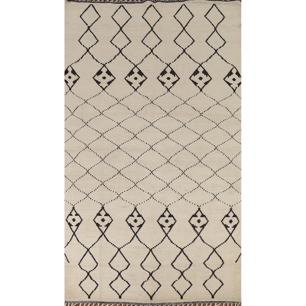 Trellis Moroccan Oriental Area Rug Handmade Modern Wool Carpet - 5'10"x 9'8"