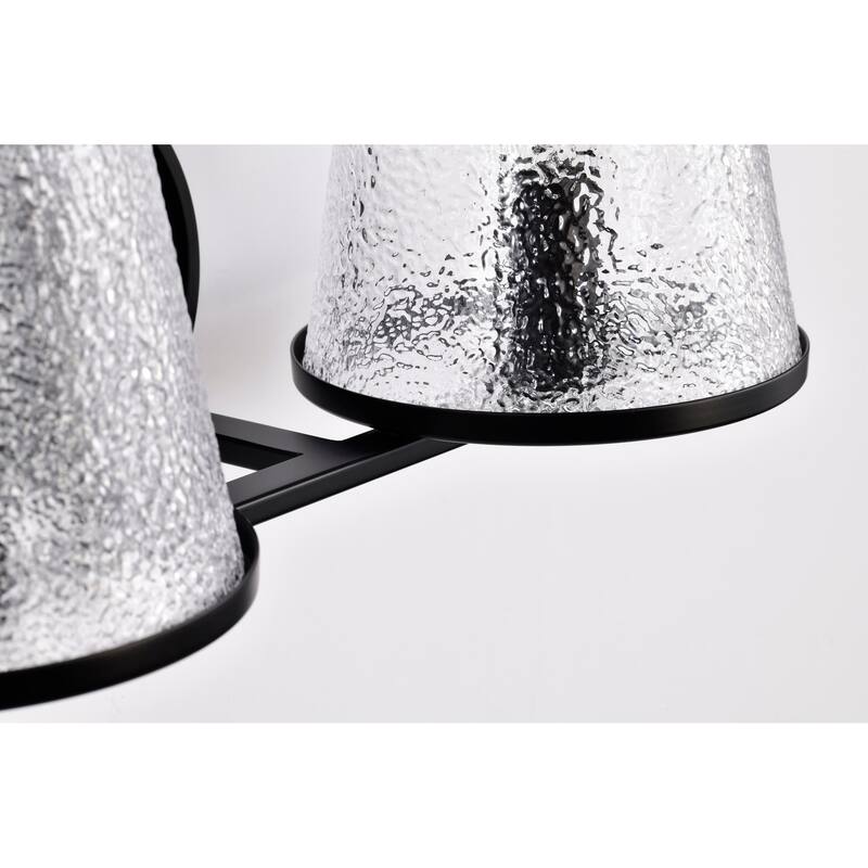 Valentine 2 Light Vanity Black Finish Hammered Glass