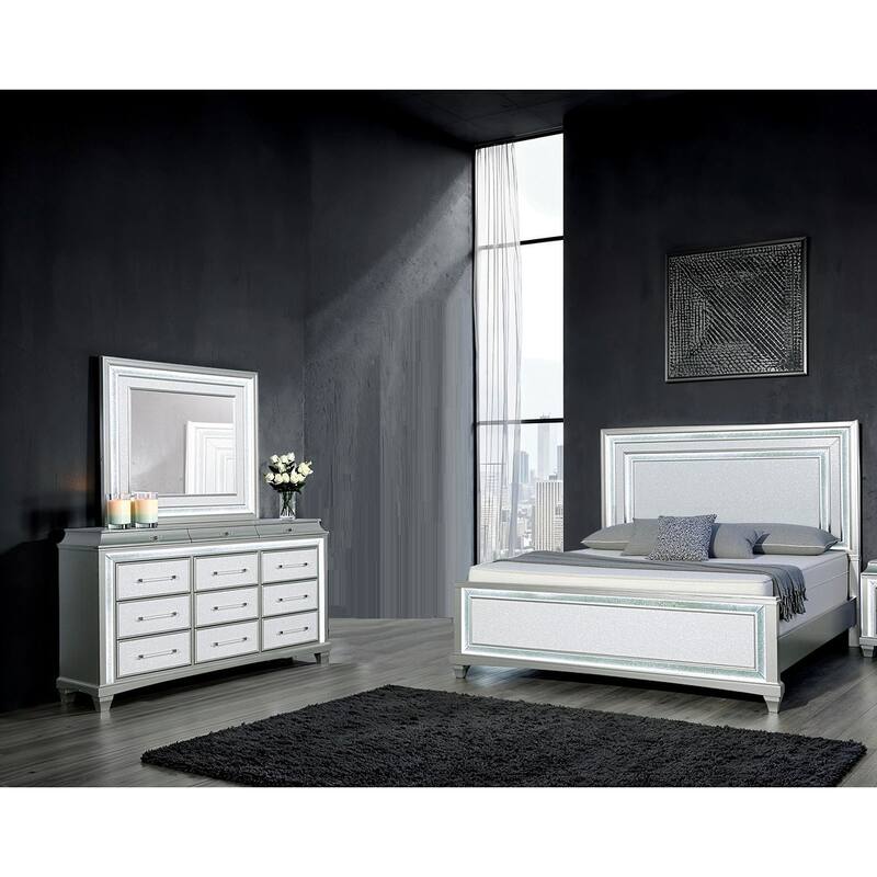 Luxury Gray Finish 3 Piece Bedroom Furniture Set