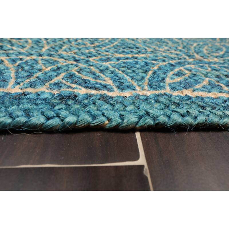 Hand Made Blue Handspun Jute Modern & Contemporary Oriental Area Rug - 2' x 3'