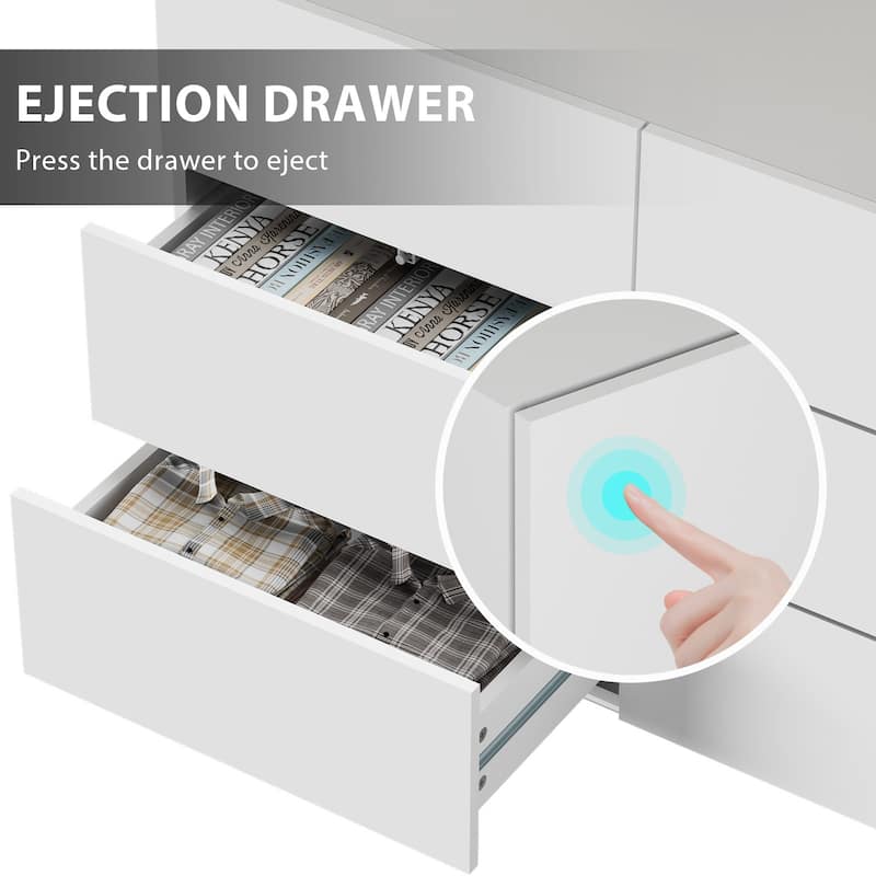 6 Drawers Chest Of Dresser Storage Tower Cabinet Organizer with Light