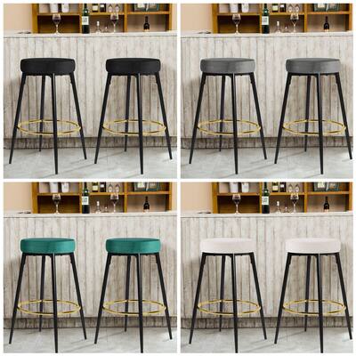 26.4" Modern Round Velvet Counter&Bar Stool - 13.8" x 13.8" x 26.4"(L x W x H)