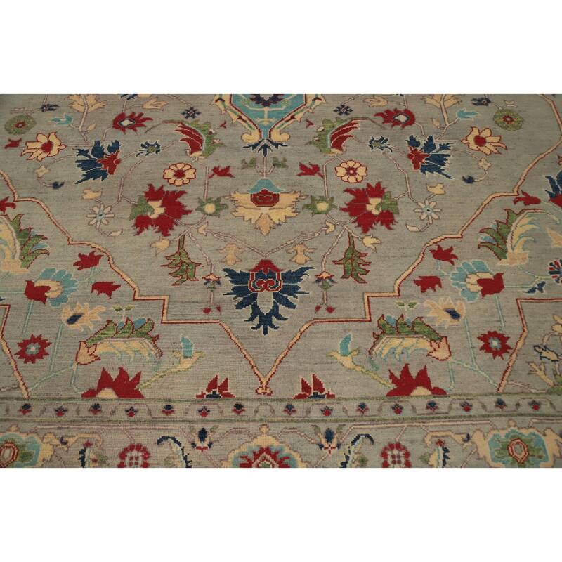 Hand Knotted Oriental 100% Wool Carpet Traditional Floral Greys & Charcoal Kazak Area Rug - 10' 3'' X 8' 0''