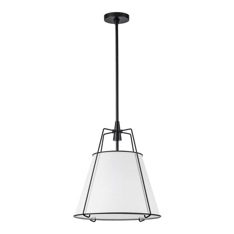 Mid Century 4-Light Conical Fabric Shade Lantern Pendant Ambient Light
