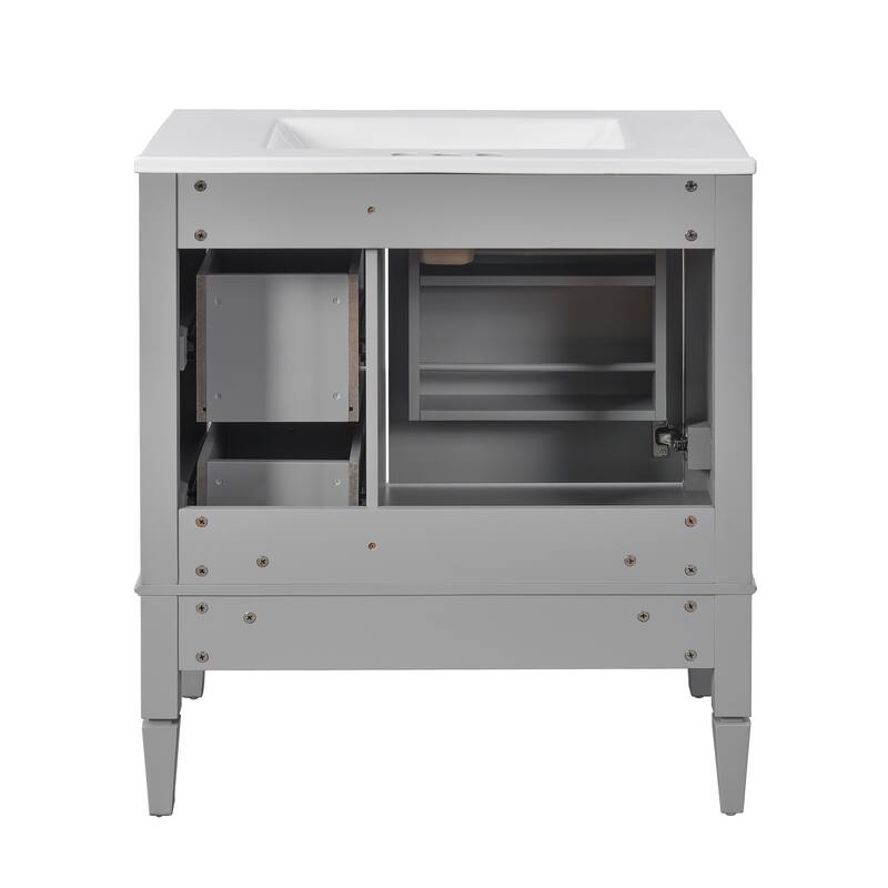30'' Freestanding Bathroom Vanity with White Integrated Ceramic Sink - 30'' x 18.3'' x 33.78''