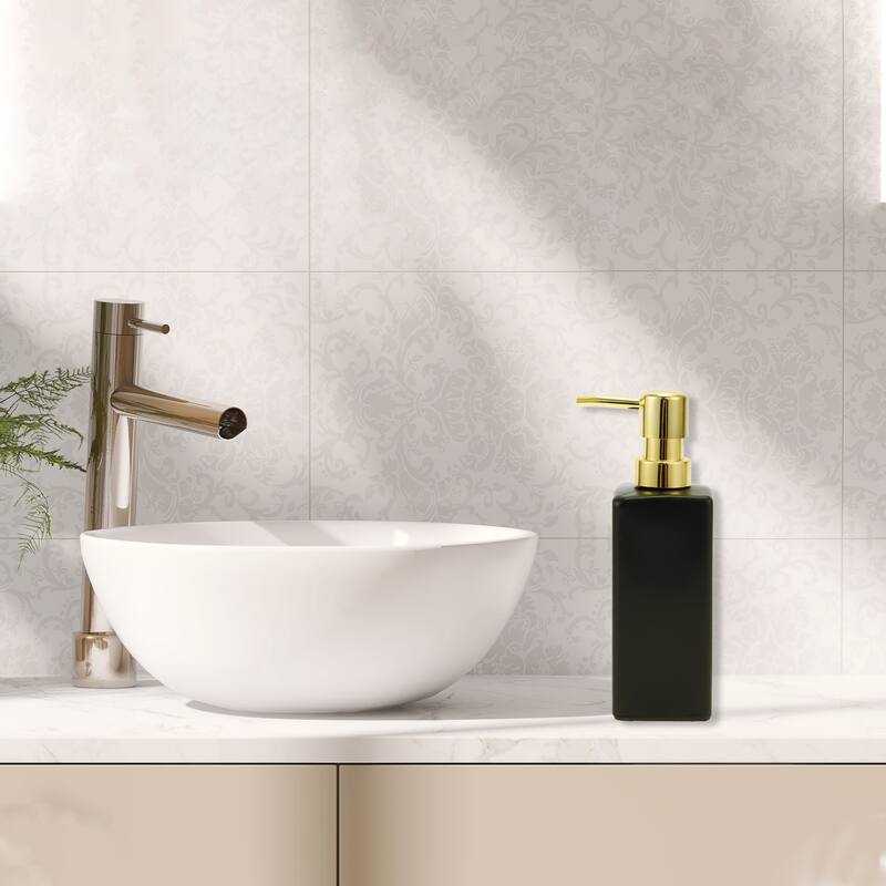Square Classic Soap Pump Dispenser for Laundry Rooms Hotels 350ml 1 Pcs - Black Gold Tone