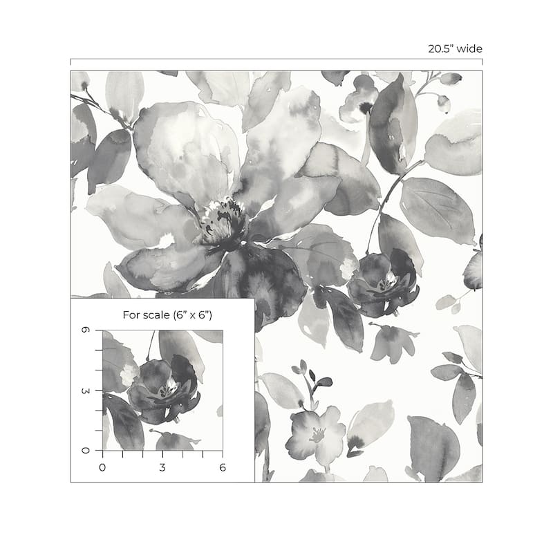 Seabrook Designs Watercolor Garden Prepasted Wallpaper