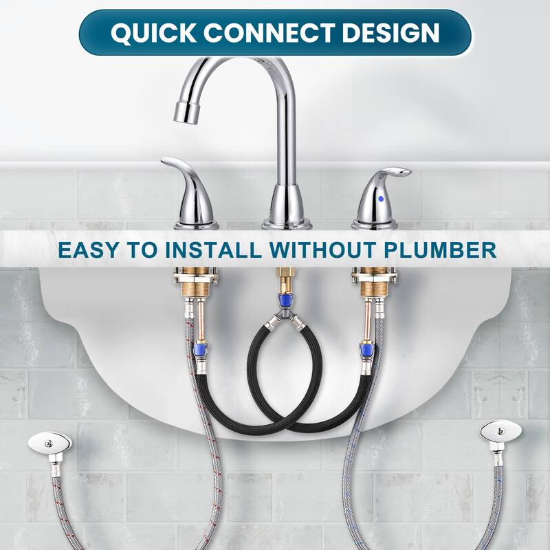 WOWOW 8 in. Widespread Double Handle Bathroom Faucet