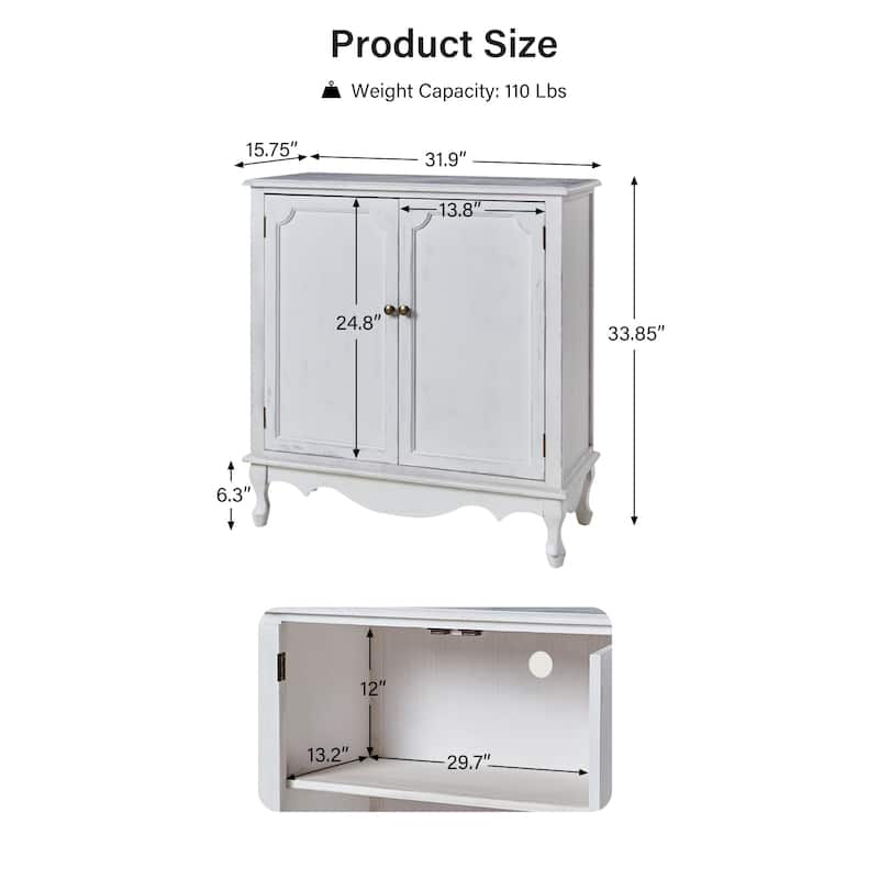 Pallantium 34"Tall-2 Door Farmhouse Style Accent Cabinet by HULALA HOME