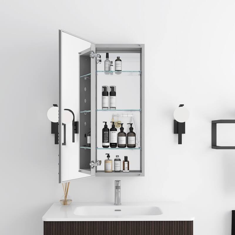 Rectangular Aluminum Medicine Cabinet with Mirror