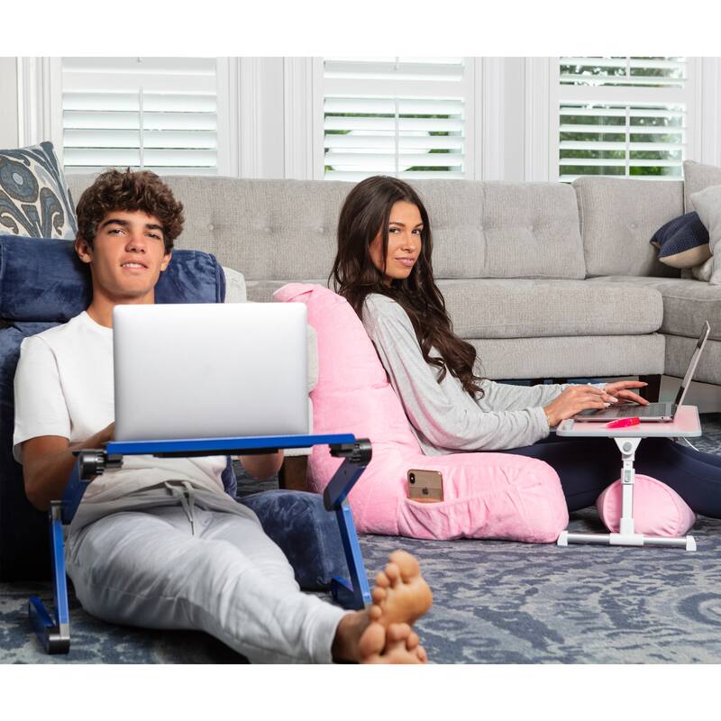 Husband Pillow - Lap Desk Large Wood Top - Fits Up to 17" Laptop - with Dual Cushion, Multifunctional Slot for Tablet