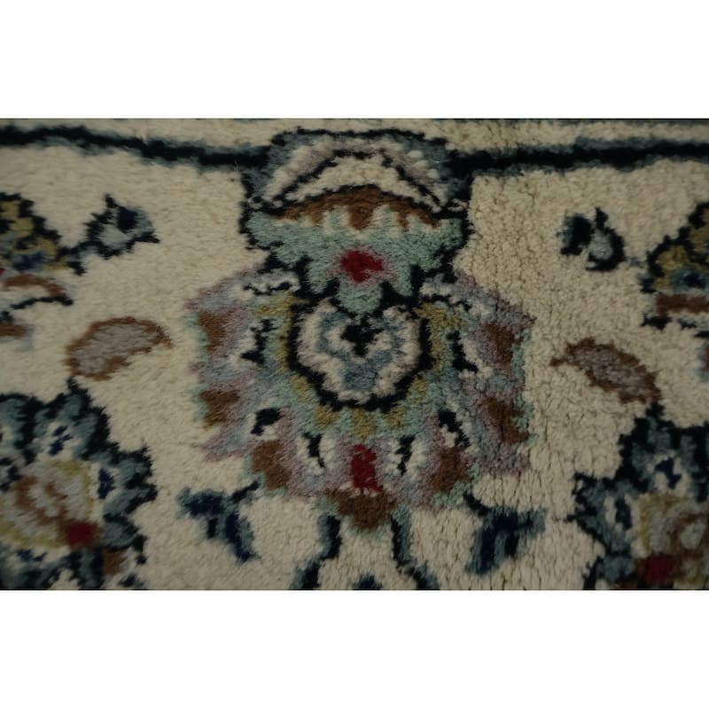 Hand Knotted Oriental 100% Wool Carpet Traditional Floral Beige & Ivories Kashan Area Rug - 11' 10'' X 9' 1''