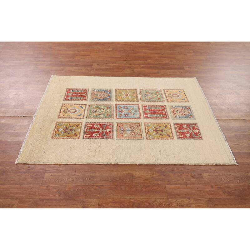 Garden Design Kazak Accent Rug Hand-Knotted Traditional Wool Carpet - 3'5" x 4'9"