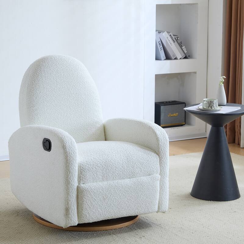Roomfitters 360 Swivel Glider Recliner Chair, Modern Cozy Upholstered Accent Seating - Beige