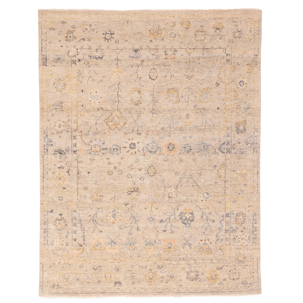 ECARPETGALLERY Hand-knotted Modern Oushak Light Grey Wool Rug - 7'8 x 9'8
