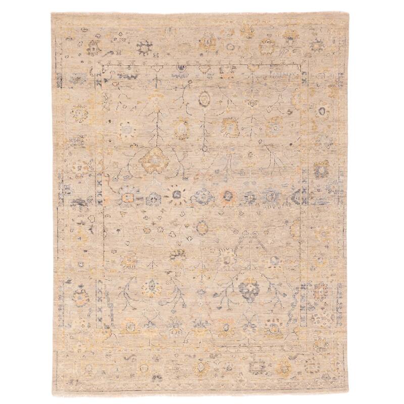 ECARPETGALLERY Hand-knotted Modern Oushak Light Grey Wool Rug - 7'8 x 9'8