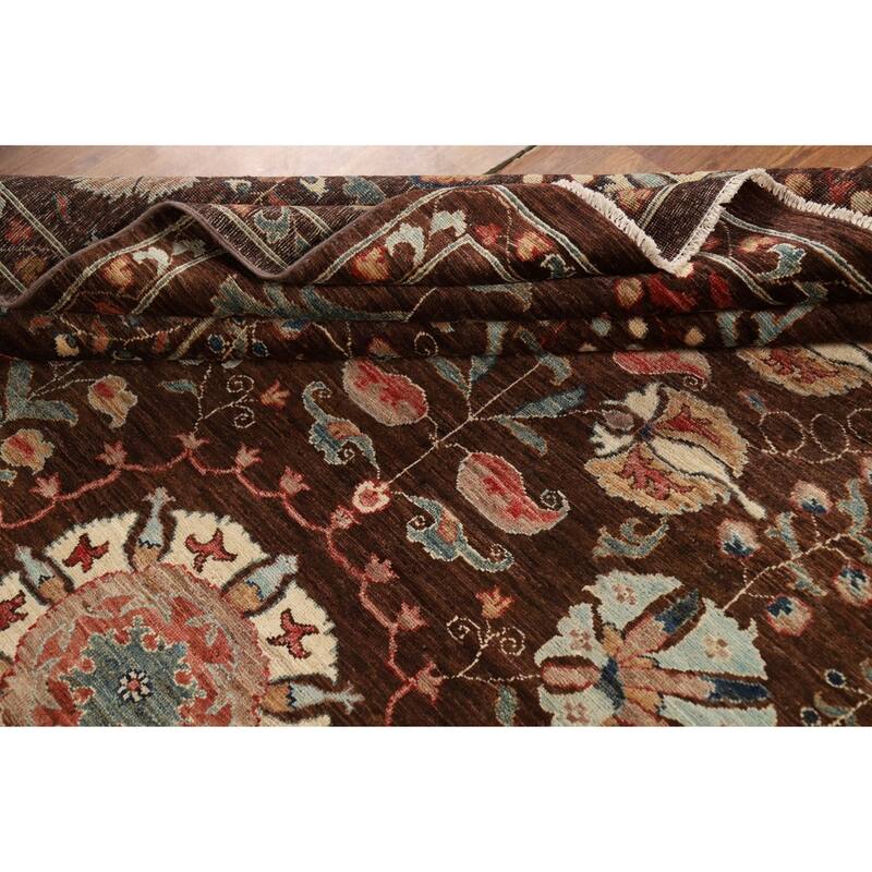 Brown Vegetable Dye Ziegler Oriental Area Rug Handmade Wool Carpet - 7'3" x 9'10"