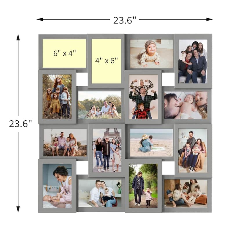 16 Opening Collage Picture Frames Large Photo Frame Collage Wall Hanging for 4x6 Photo