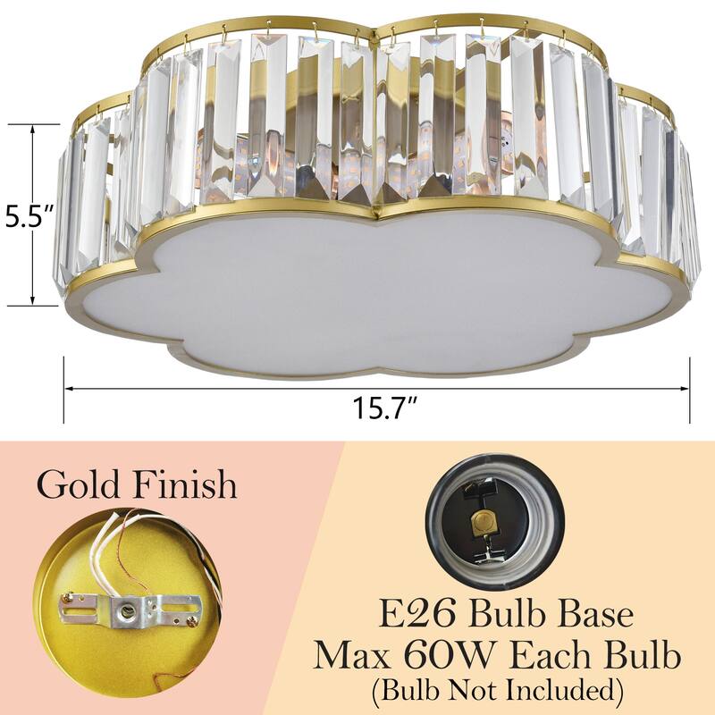 Tripoli Gold Flush Mount Ceiling Light Crystal Ceiling Light Fixture