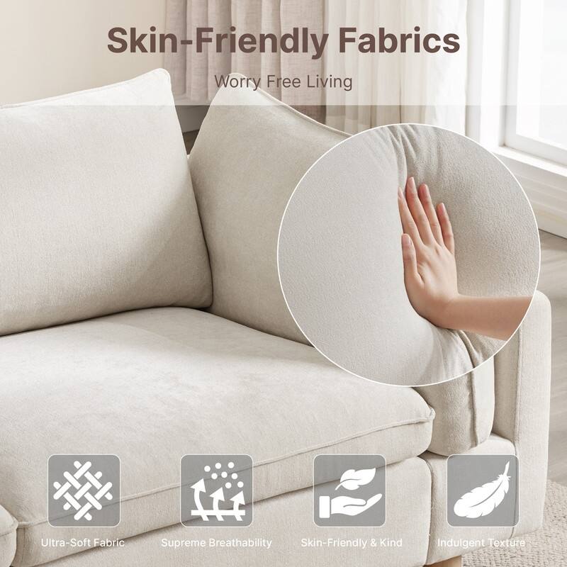 Spruce & Spring Modular Cloud Couch Sofa with Wood Legs for Living Room