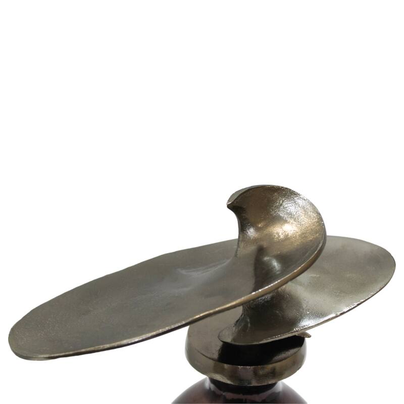 Glass Vase with Sculptural Aluminum Accent Metal Transitional Style