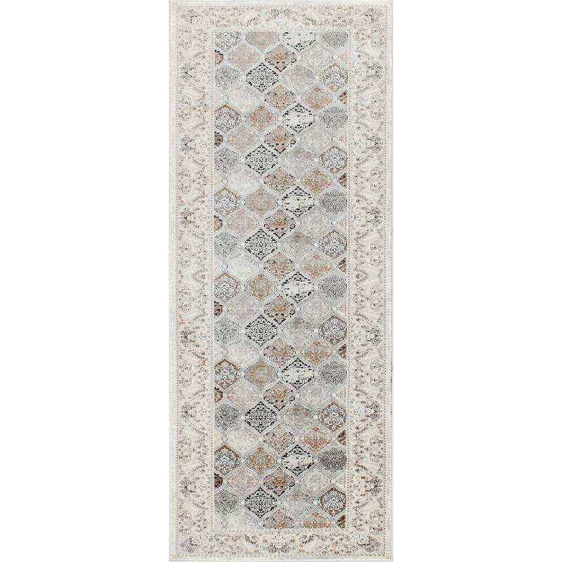 Omari Collection Grey/Blue Abstract Traditional Area Rug