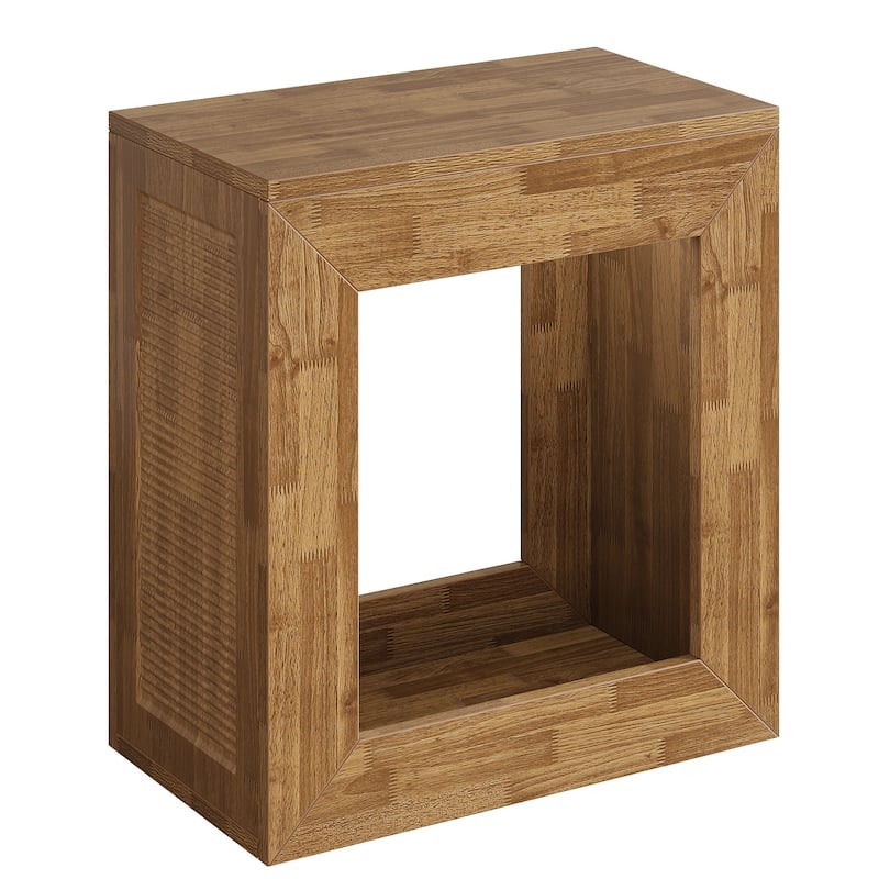 Square End Table with Sturdy Base, 2-Tier Wooden Side Table Narrow Nightstand