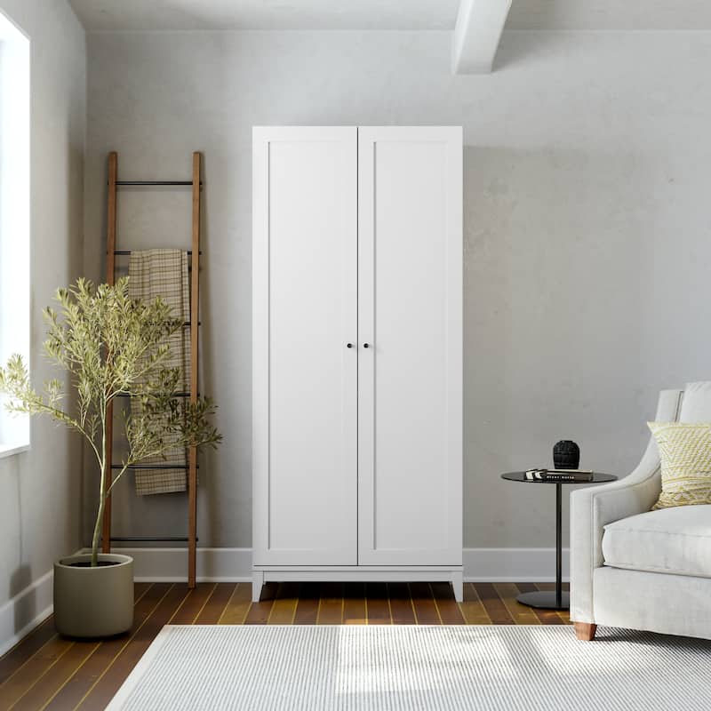 Prepac Yaletown 72" Tall Storage Cabinet with Wood Legs, Pantry Cabinet with 3 Adjustable Shelves - 32" W x 72" H x 16" D