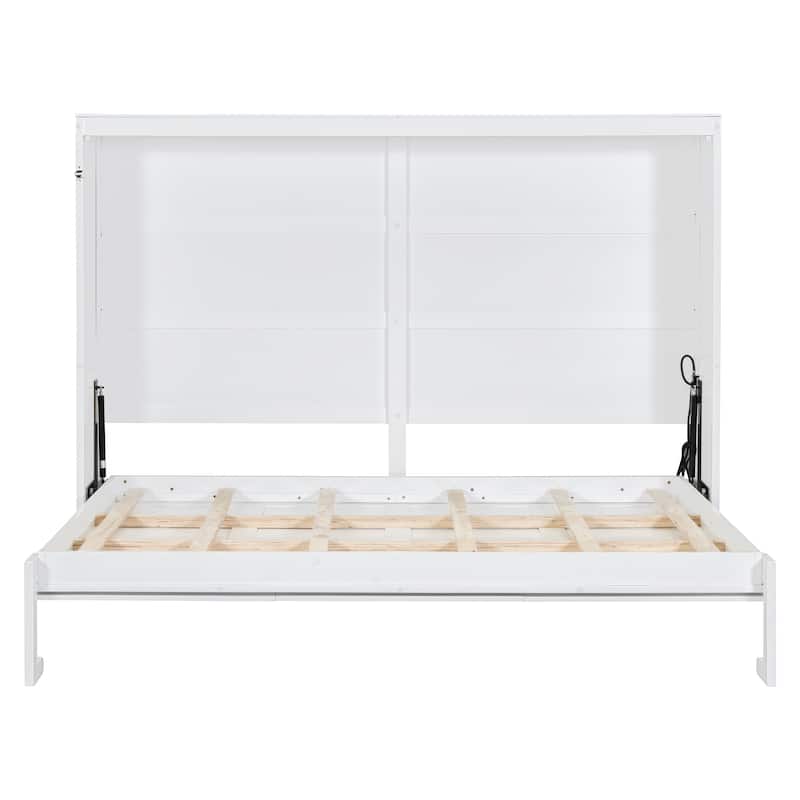Rattan-Panel Murphy Bed with Power Hub by Harper&Bright Designs