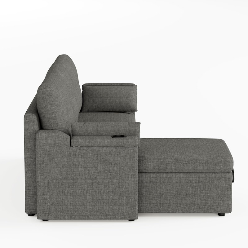 Sofa Couch, Sofa Couch with Storage, Modern L Shaped Sectional Couch with Pullout Bed