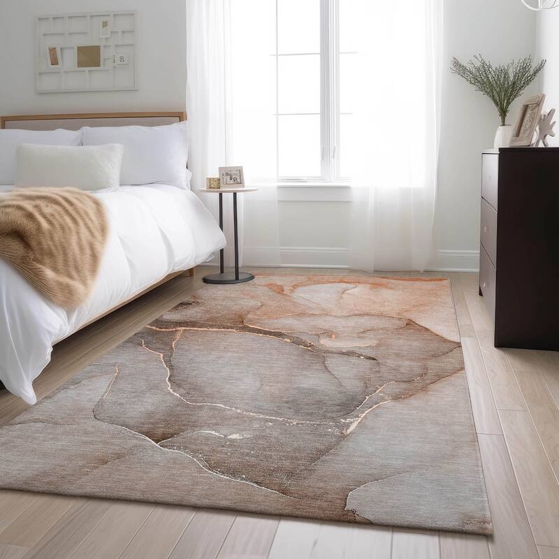 Premium Washable Super Soft Contemporary Abstract Mayfield Rug - Taupe - 9' x 12' - Rectangle