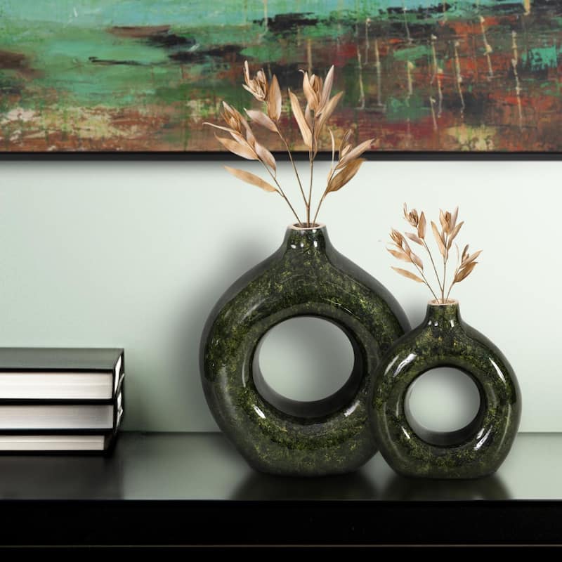 Renaldi Emerald Gold Round Vase- Medium