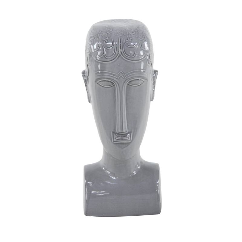 Ceramic People Face Sculpture - Gray - Roche River Decor - Gray