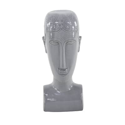 Ceramic People Face Sculpture - Gray - Roche River Decor