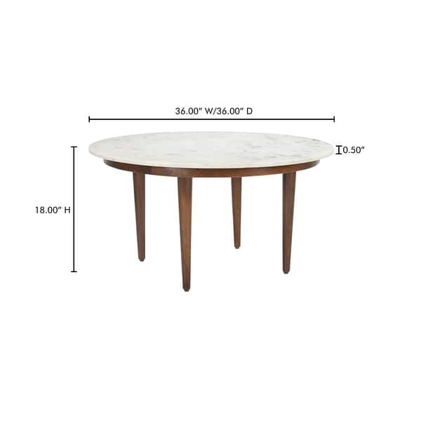 dimension image slide 1 of 2, NADAAL STUDIOS Isolde, Round Accent Table with Banswara Marble, White - 36 X 36 X 18