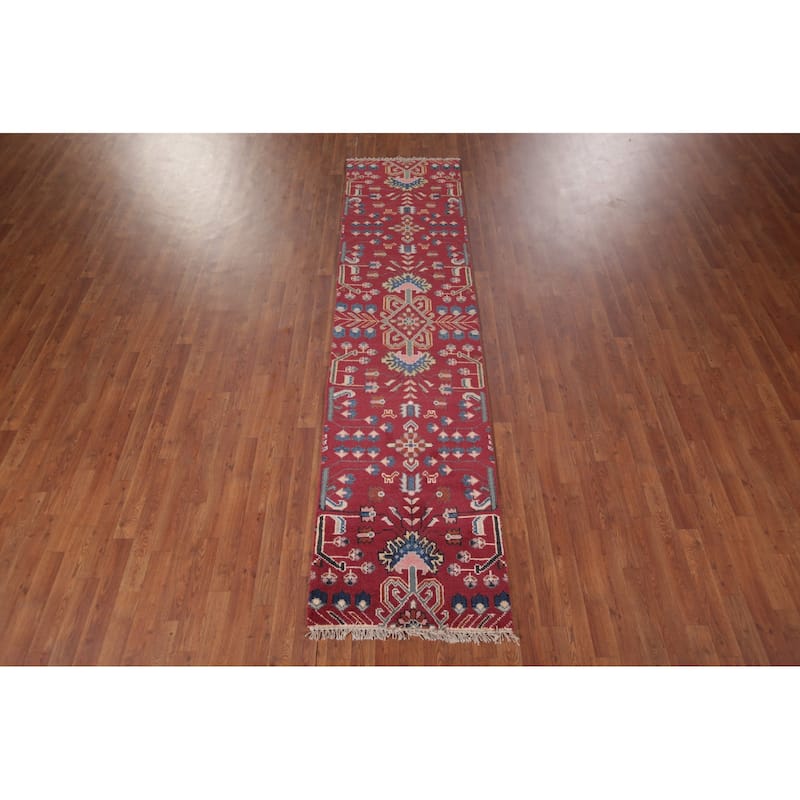 Tribal Kazak Indian Runner Rug Handmade Wool Carpet - 2'6"x 9'9"