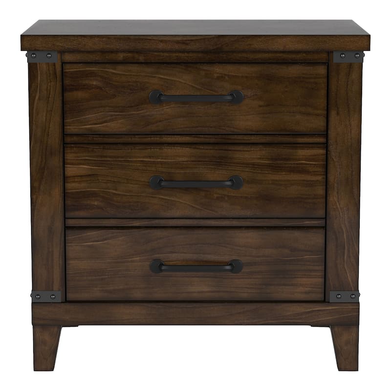 Epona Rustic Dark Walnut Wood 2-Piece Panel Bed and Nightstand Set by The Gray Barn