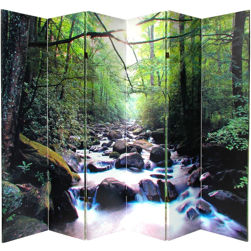 Handmade Canvas 6-foot 6-panel Path of Life Room Divider (China) - 6' x 6'