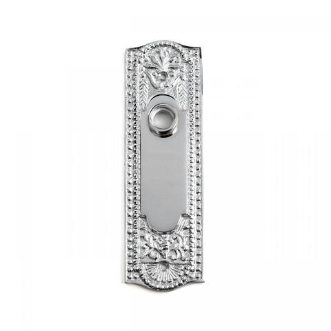 Door Back Plate Without Key Hole 7 1/4" Chrome Finish Solid Brass Ornate Beaded Design with Spindle Hole Renovators Supply