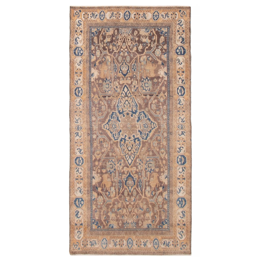 ECARPETGALLERY Hand-knotted Antalya Vintage Brown Wool Rug - 4'9 x 9'8
