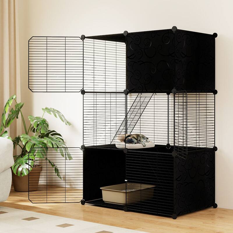 Costway 3-Tier Indoor Metal Wire Kitten Enclosure with 2 Ramps, Pet - See Details