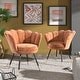 preview thumbnail 5 of 35, Angela Black and Gold Metal Leg Velvet Seashell Accent Chair (Set of 2) by iNSPIRE Q Bold